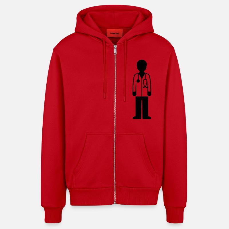 Doctor Doctor - Organic Relaxed Hooded Jacket Made in EU - red