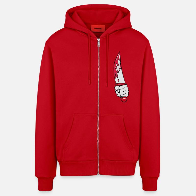 Couteau d'horreur fraîche - Veste à capuche bio décontractée fabriquée en UE - rouge