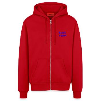 Blue Team - Organic Relaxed Kapuzenjacke Made in EU - Rot - Vorne