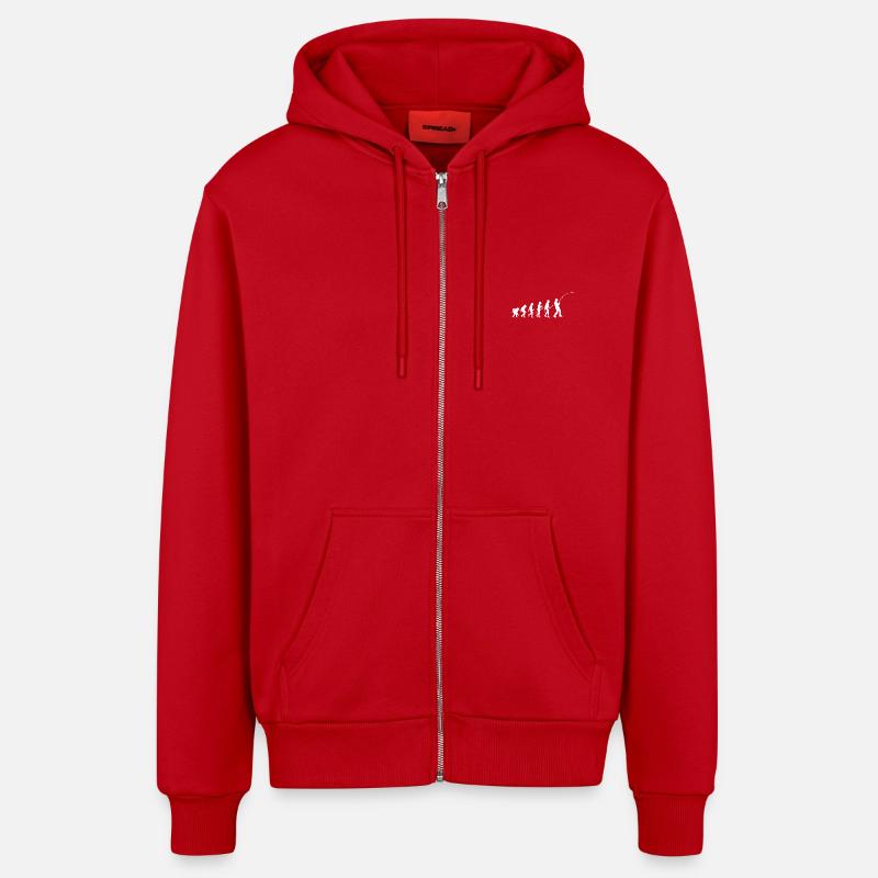 Angler Evolution Pêche - Veste à capuche bio décontractée fabriquée en UE - rouge