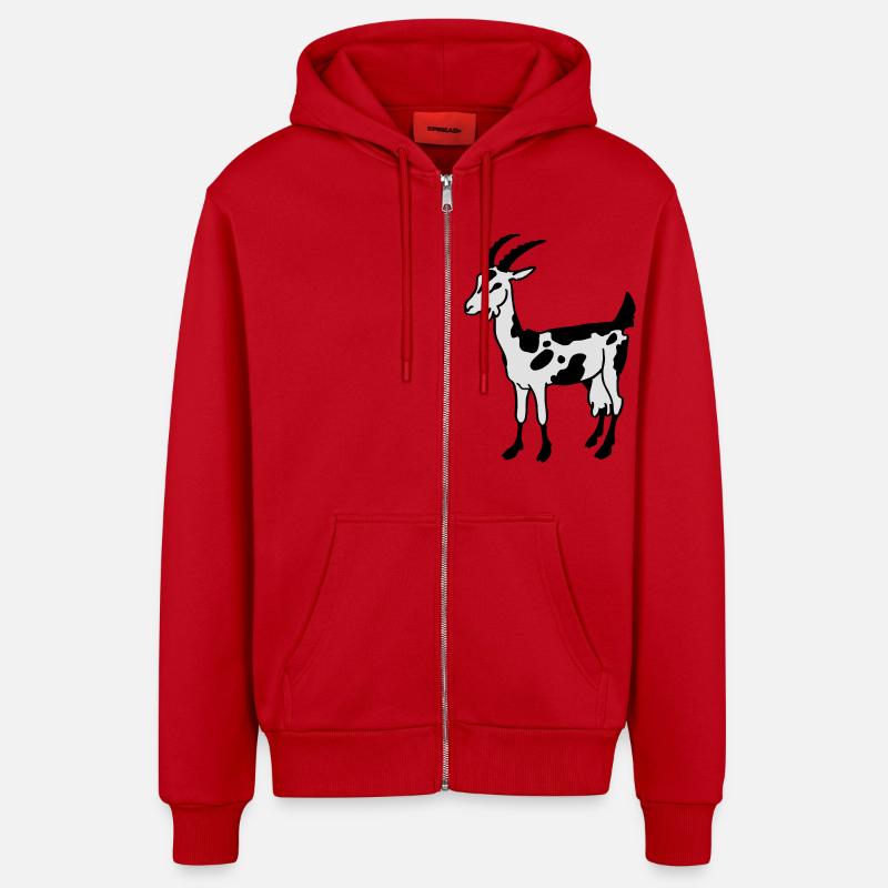Chèvre - Veste à capuche bio décontractée fabriquée en UE - rouge