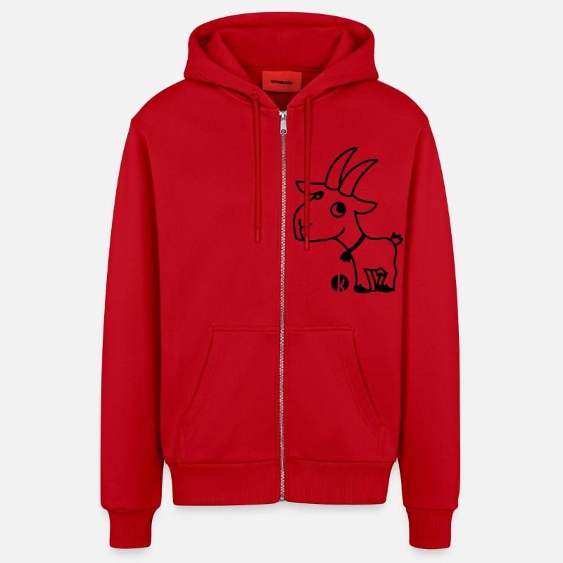 Ziege - Goat - Veste à capuche bio décontractée fabriquée en UE - rouge