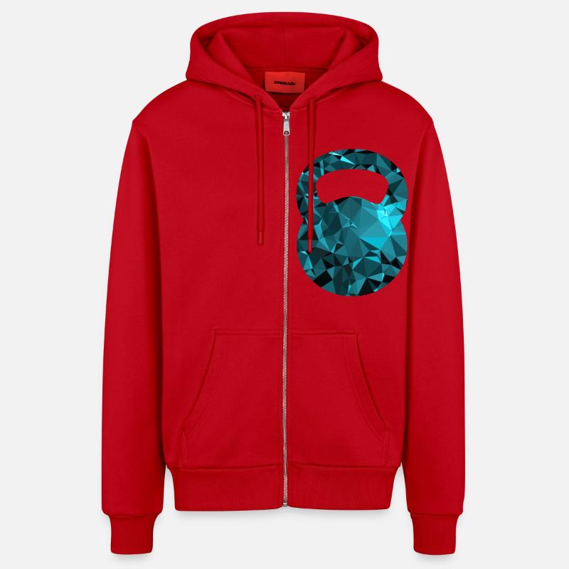 Kettlebell (Low Poly) - Veste à capuche bio décontractée fabriquée en UE - rouge