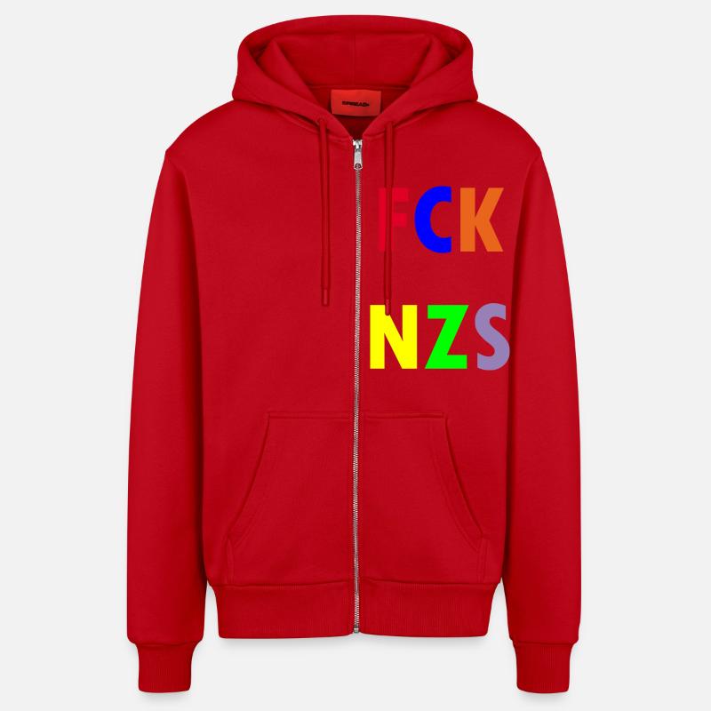 FCK NZS - Veste à capuche bio décontractée fabriquée en UE - rouge