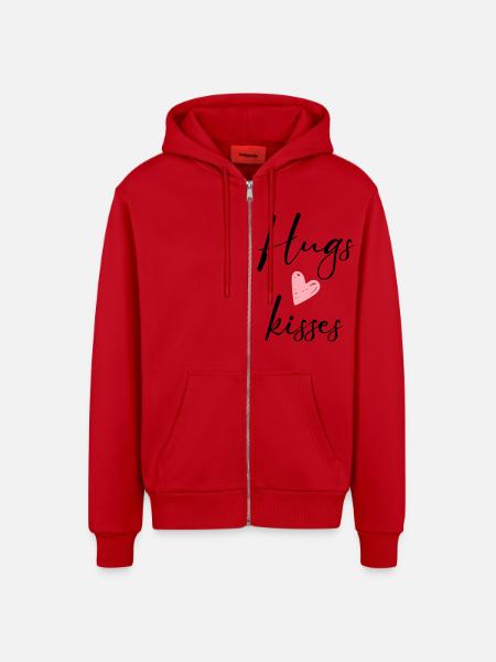 hugs & kisses - Organic Relaxed Hooded Jacket Made in EU - red