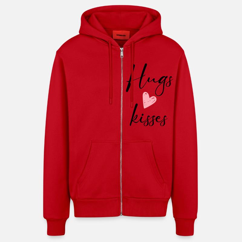 Câlins & baisers - Veste à capuche bio décontractée fabriquée en UE - rouge