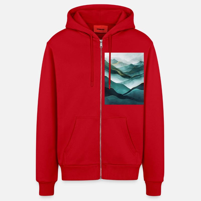 Affiche Geo Nature Paint 5 - Veste à capuche bio décontractée fabriquée en UE - rouge