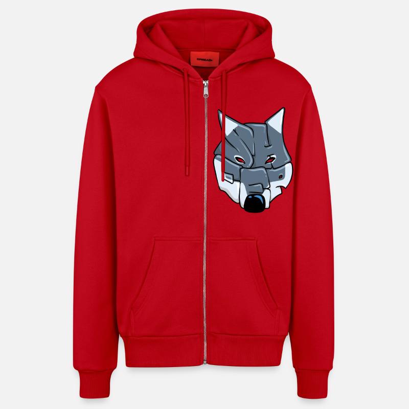 Wolf Graffiti - Organic Relaxed Kapuzenjacke Made in EU - Rot