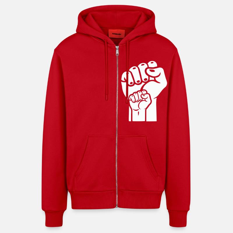 Poing 2 - Veste à capuche bio décontractée fabriquée en UE - rouge