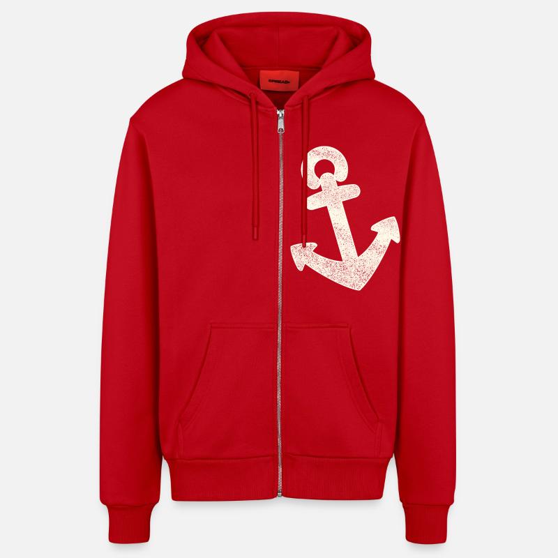 Anker distressed - Organic Relaxed Kapuzenjacke Made in EU - Rot