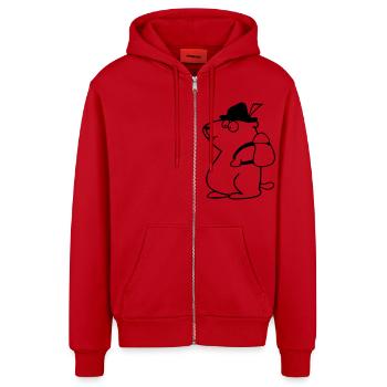 Murmeltier - Organic Relaxed Kapuzenjacke Made in EU - Rot - Vorne