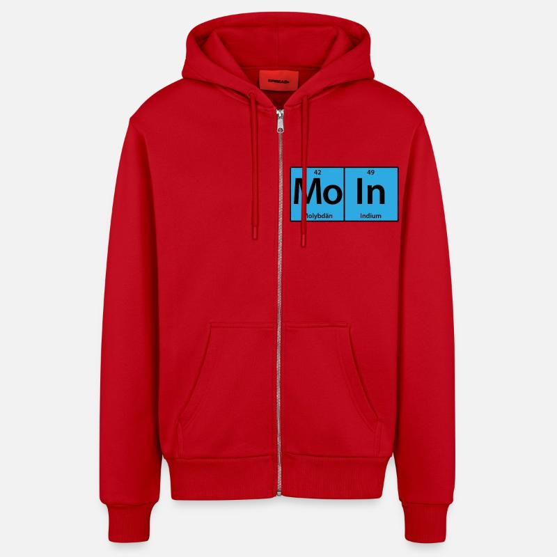 MoIn Periodensystem - Organic Relaxed Kapuzenjacke Made in EU - Rot