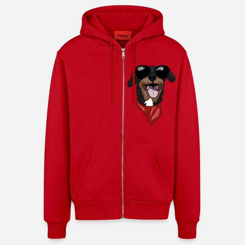 Chien Soleil d’été - Veste à capuche bio décontractée fabriquée en UE - rouge
