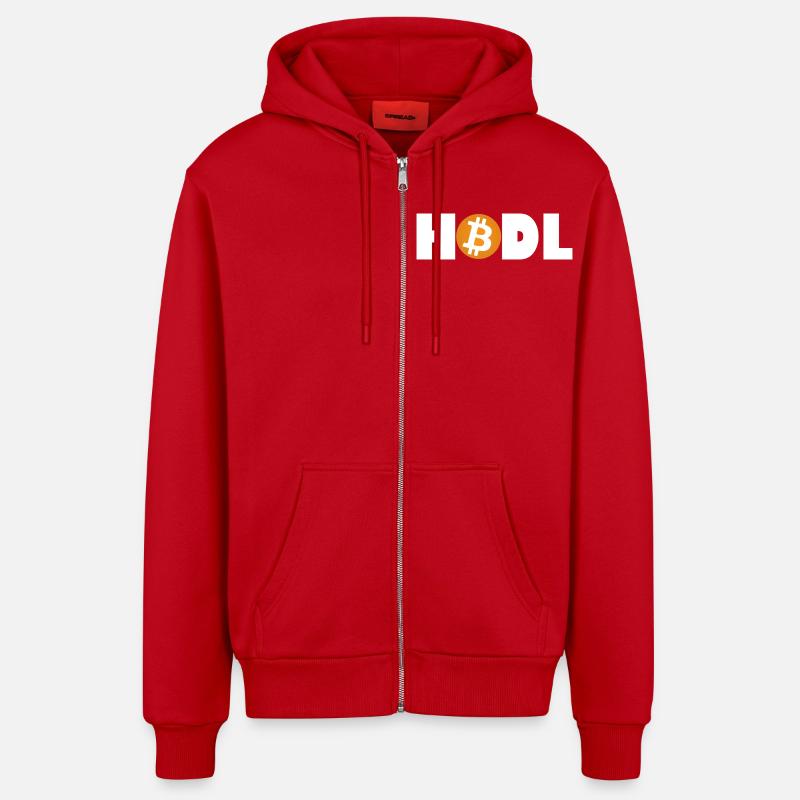 Bitcoin HODL Mode: Enabled - Organic Relaxed Hooded Jacket Made in EU - red