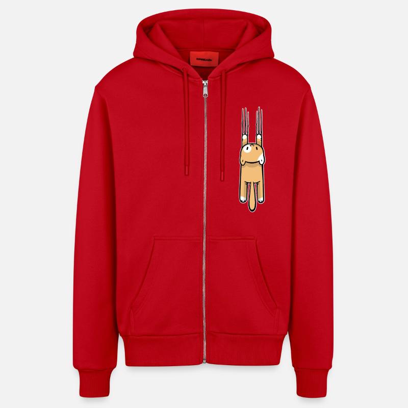 Chat qui gratte - Veste à capuche bio décontractée fabriquée en UE - rouge