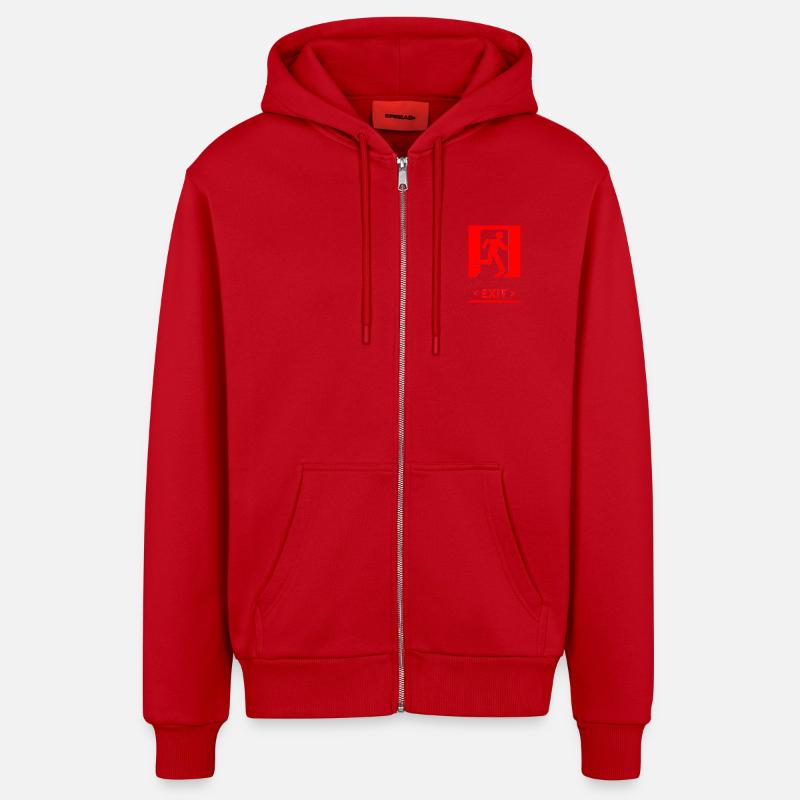 Emergency EXIT Basic Red - Veste à capuche bio décontractée fabriquée en UE - rouge