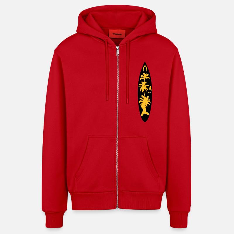 planche surf surfboard surfbrett2 - Veste à capuche bio décontractée fabriquée en UE - rouge