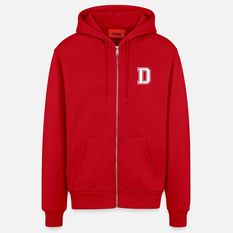 d - Veste à capuche bio décontractée fabriquée en UE - rouge