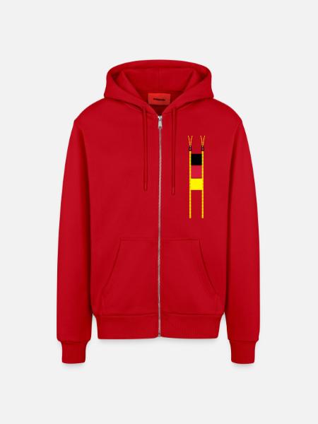 Double Zipper Deutschland - Organic Relaxed Kapuzenjacke Made in EU - Rot