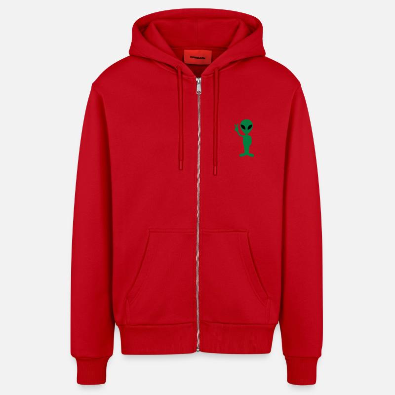 alien de paix - Veste à capuche bio décontractée fabriquée en UE - rouge