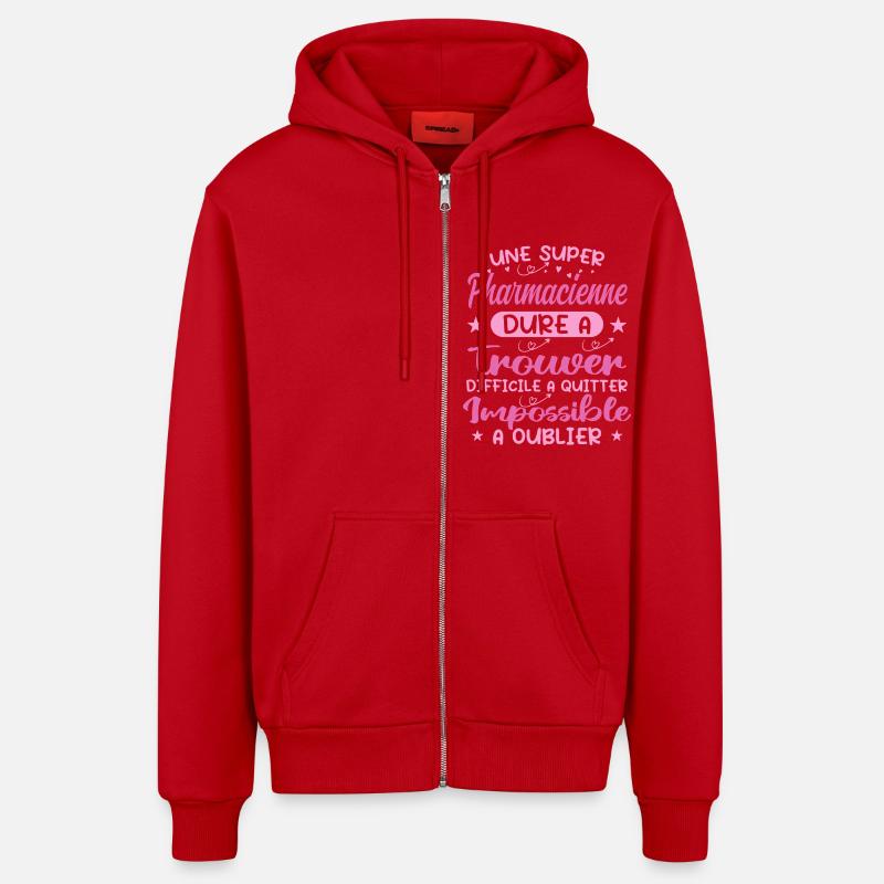 A Super Pharmacist - Pharmacist Gift - Organic Relaxed Hooded Jacket Made in EU - red