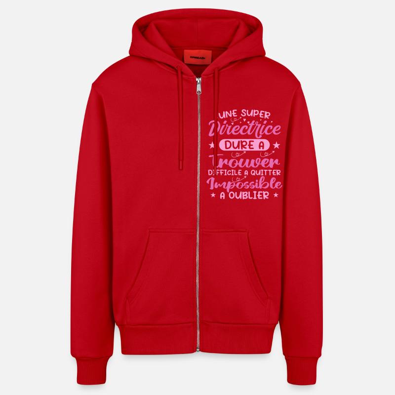 Une Super Directrice - Cadeau directrice - Veste à capuche bio décontractée fabriquée en UE - rouge