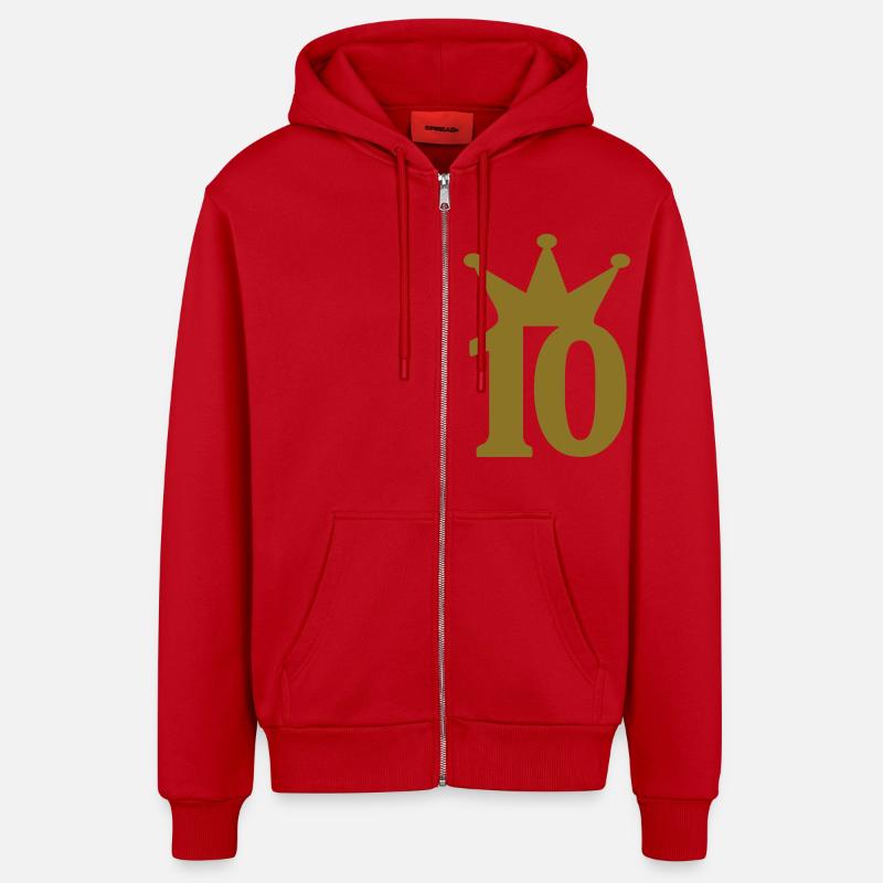 10 couronne c1w7 - Veste à capuche bio décontractée fabriquée en UE - rouge