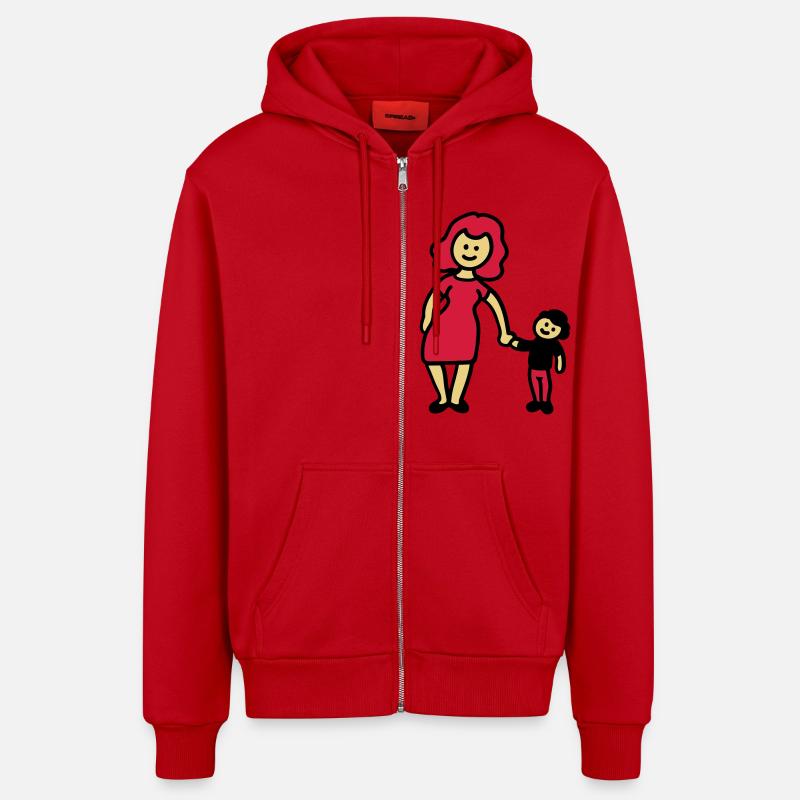 Mutter / Oma + Kind 3 - Organic Relaxed Kapuzenjacke Made in EU - Rot