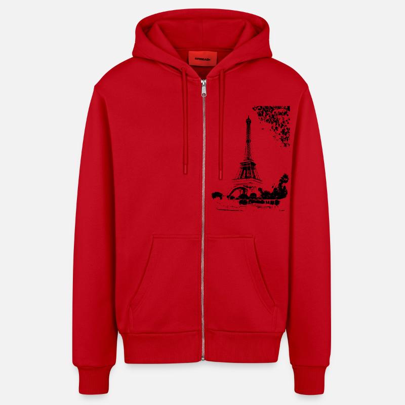 Tour Eiffel PARIS (Noir) - Veste à capuche bio décontractée fabriquée en UE - rouge