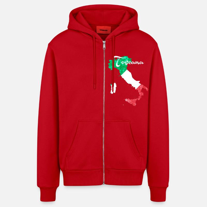Toscana - Veste à capuche bio décontractée fabriquée en UE - rouge