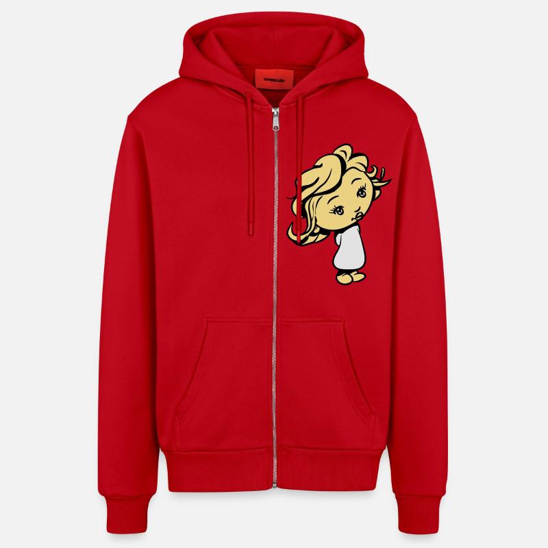 Enfant petite fille - Veste à capuche bio décontractée fabriquée en UE - rouge
