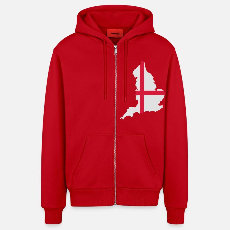 England - Organic Relaxed Hooded Jacket Made in EU - red