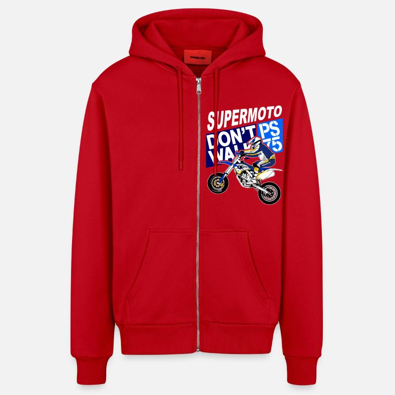 Supermoto - Supermotard - Veste à capuche bio décontractée fabriquée en UE - rouge
