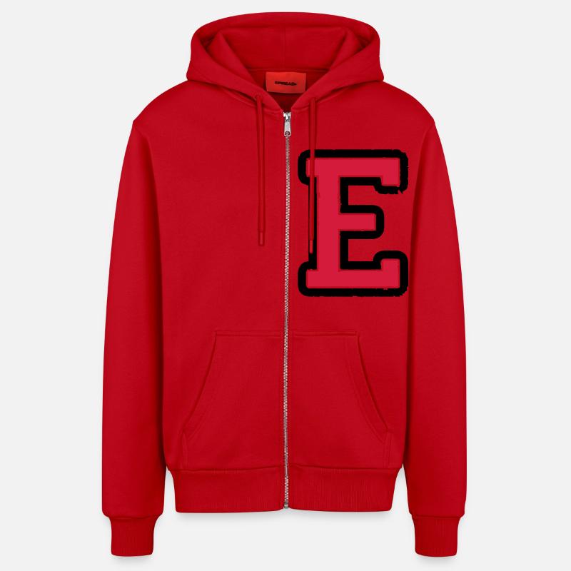 e_02 - Veste à capuche bio décontractée fabriquée en UE - rouge