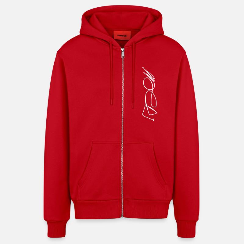 Weisse Abstraktheit - Organic Relaxed Kapuzenjacke Made in EU - Rot