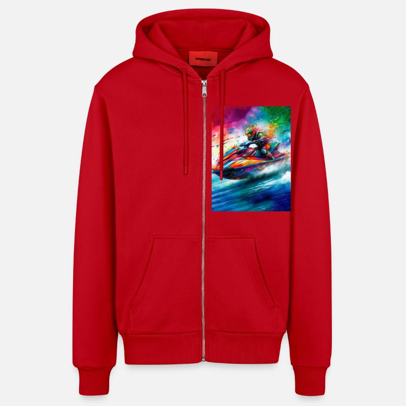 Jet ski à pleine vitesse - Veste à capuche bio décontractée fabriquée en UE - rouge