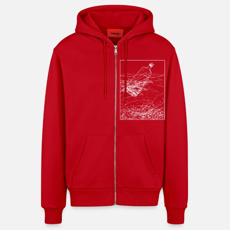 Message in a bottle - Organic Relaxed Hooded Jacket Made in EU - red