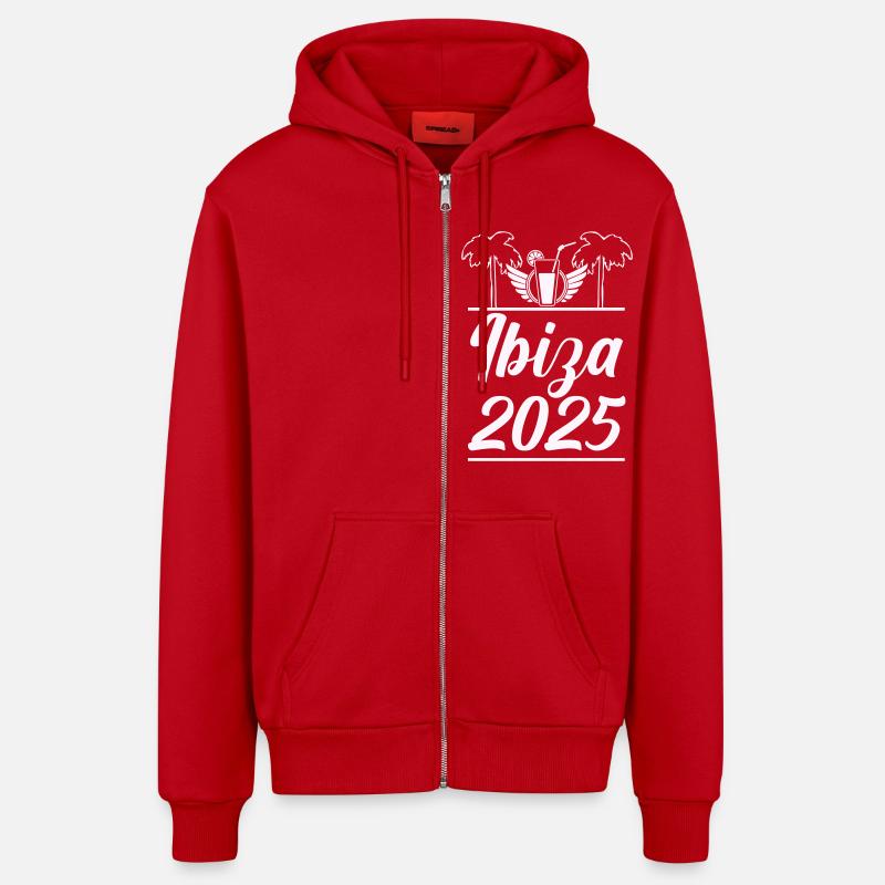 Ibiza 2025 - Veste à capuche bio décontractée fabriquée en UE - rouge