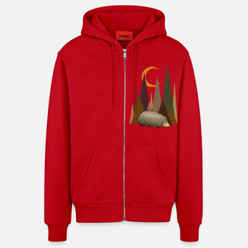 Hérisson - Veste à capuche bio décontractée fabriquée en UE - rouge