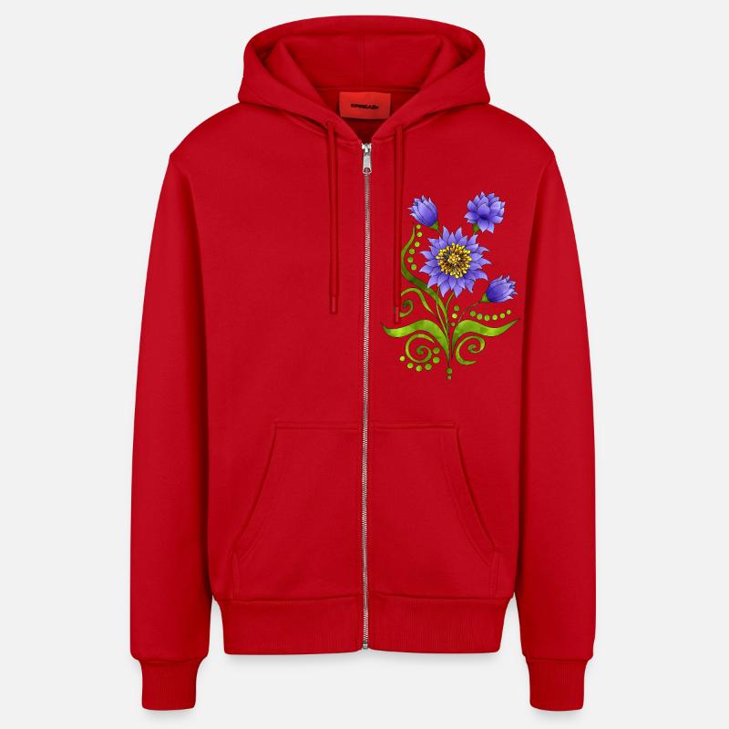 Fleur - Veste à capuche bio décontractée fabriquée en UE - rouge