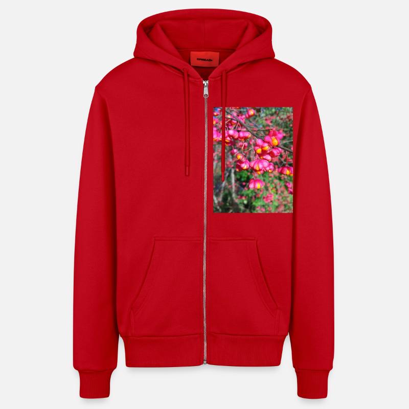 Spindle tree - Organic Relaxed Hooded Jacket Made in EU - red