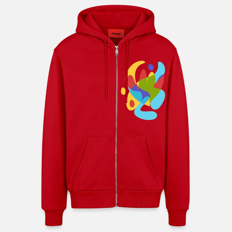 Abstrait Flore tropicale d’été - Veste à capuche bio décontractée fabriquée en UE - rouge