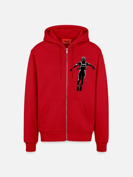 Diver - Hobby / Sport Sticker - Organic Relaxed Hooded Jacket Made in EU - red