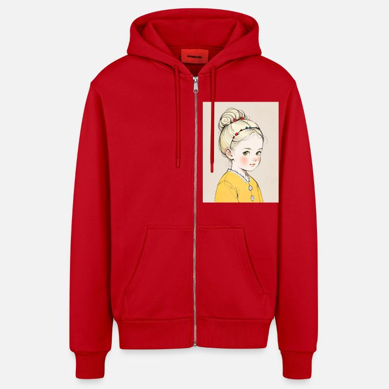L’innocence en fleurs - Veste à capuche bio décontractée fabriquée en UE - rouge