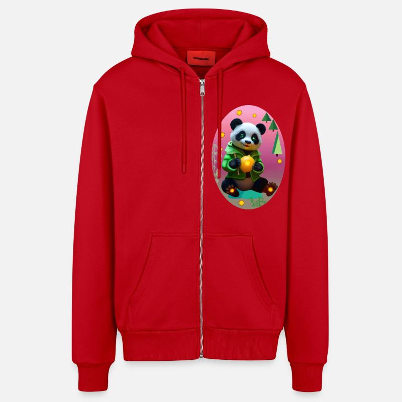 Cyber panda avec citron néon - Veste à capuche bio décontractée fabriquée en UE - rouge