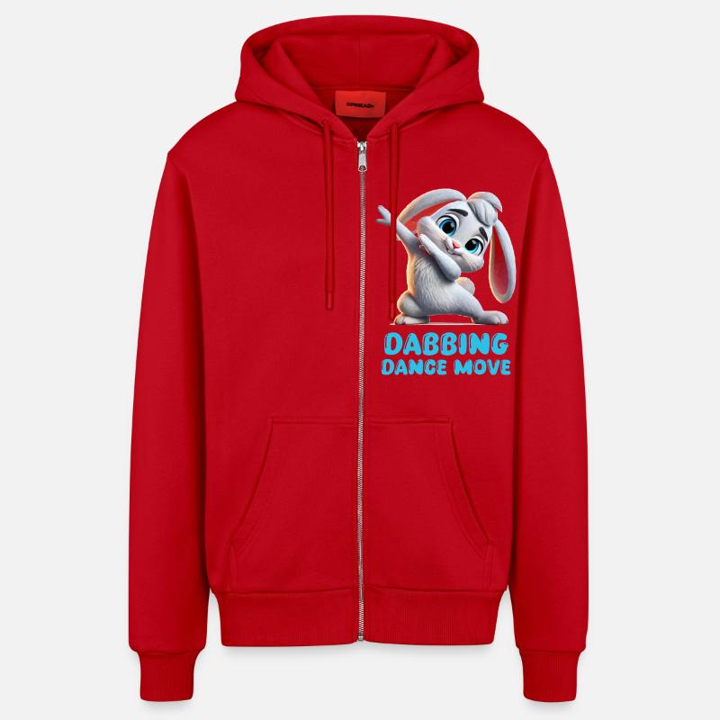 Dabbing de lapin - Veste à capuche bio décontractée fabriquée en UE - rouge