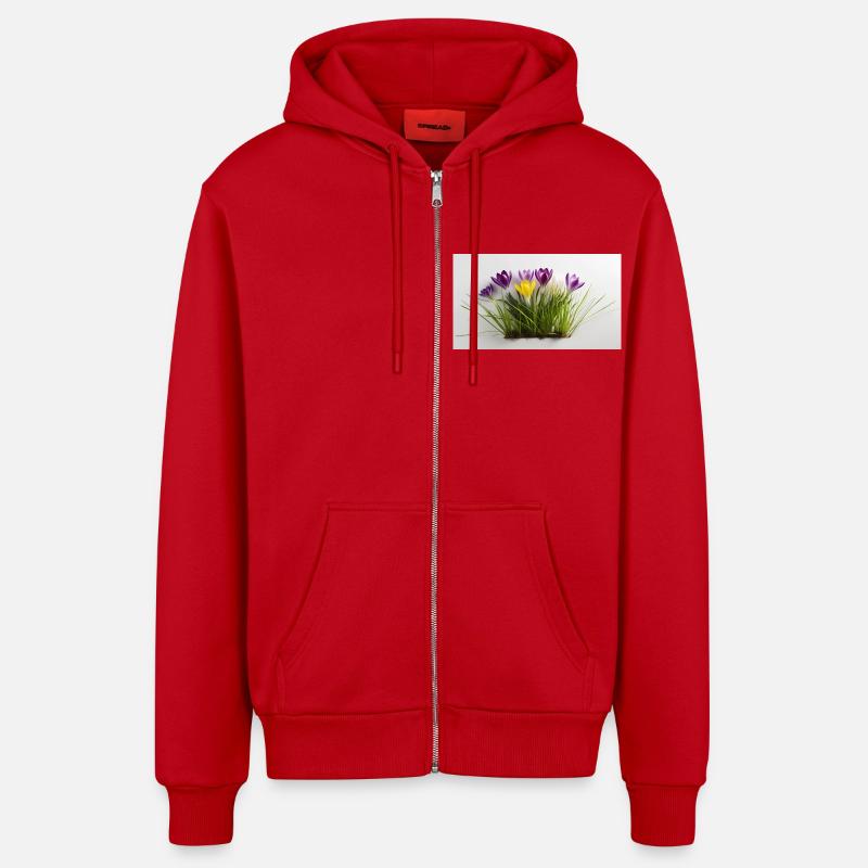 Crocus - Veste à capuche bio décontractée fabriquée en UE - rouge