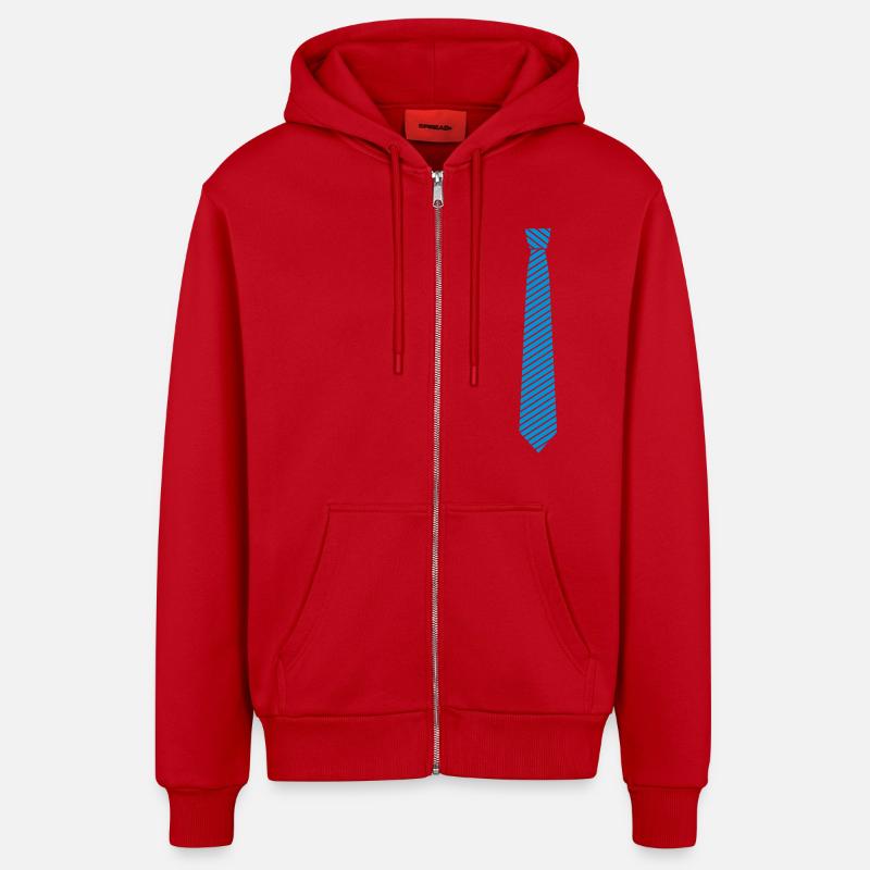 rayé cravate / cravate - Veste à capuche bio décontractée fabriquée en UE - rouge