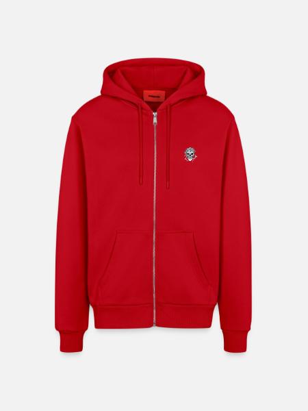 Totenkopf - Organic Relaxed Kapuzenjacke Made in EU - Rot