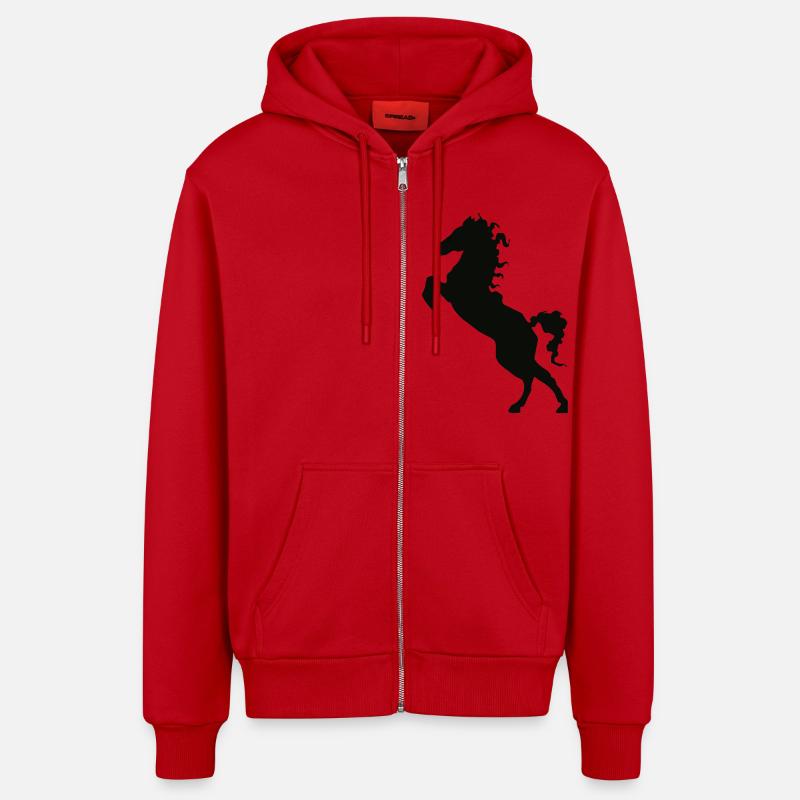 Cheval - Veste à capuche bio décontractée fabriquée en UE - rouge
